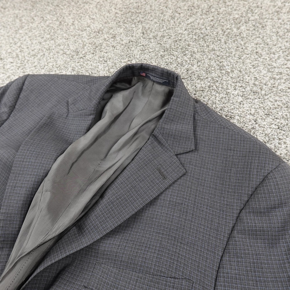 Hart Schaffner Marx Blazer Mens 48L Gray 2 Button Sport Coat Suit Jacket Top USA